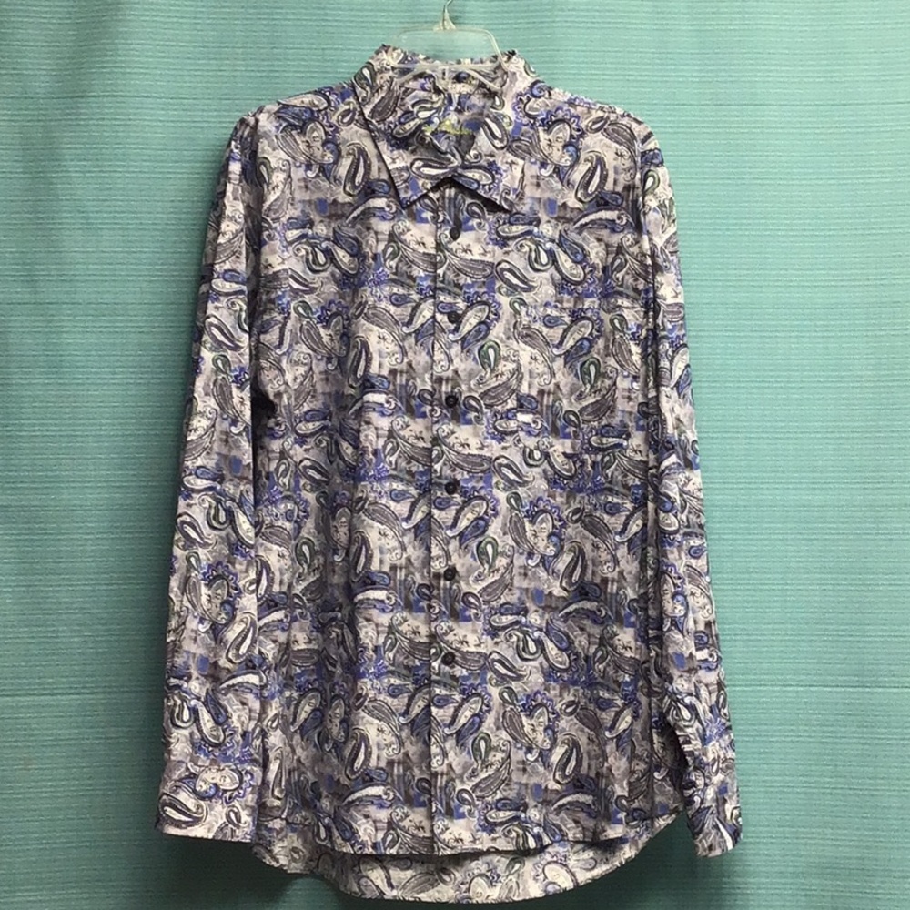 Men's Alan Flusser Floral Long Sleeve Button Down Shirt Size 2XL